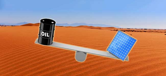 an oil barrel and a solar panel