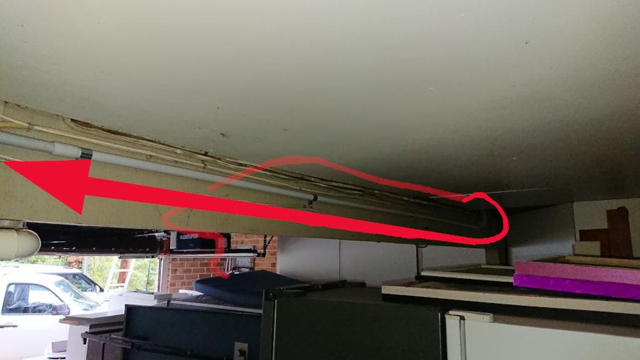 wires routed through garage