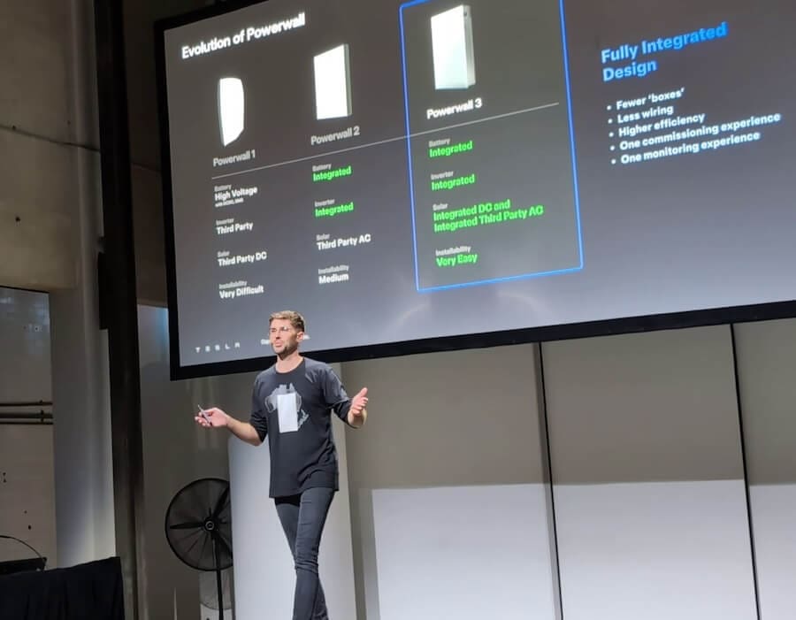 Slide showing the differences between the different Powerwall models.