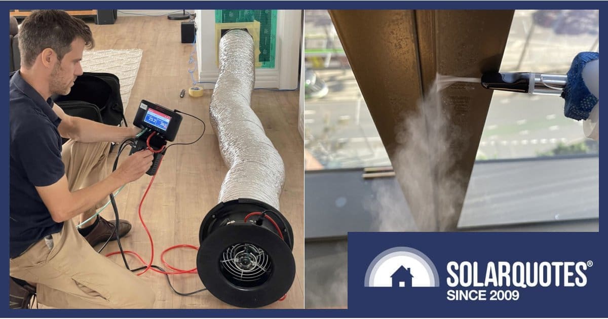 Air tightness testing in Australian home