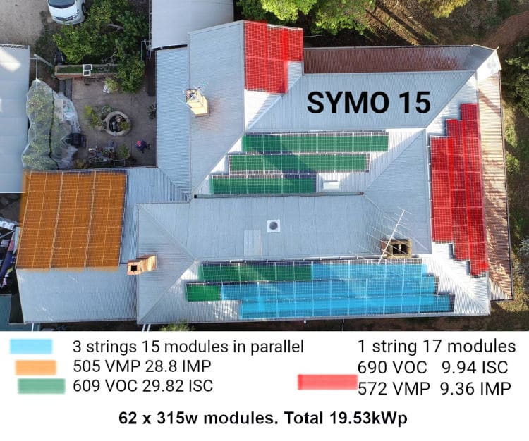 Solar string layout on a roof