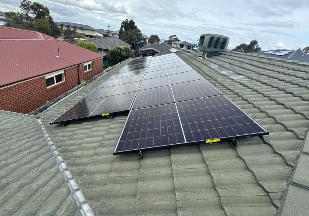 A solar panel system on a roof.