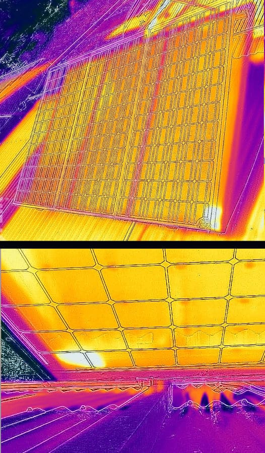 thermal images of solar panels