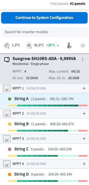 Sungrow inverter voltage inputs