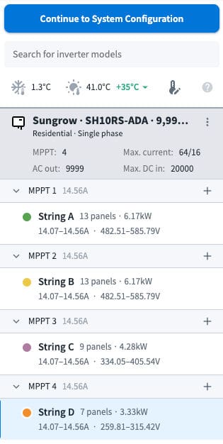 Sungrow inverter input voltages