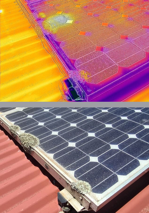 Solar panel comparison thermal image