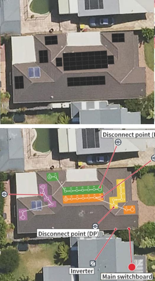 aerial image of solar on a roof