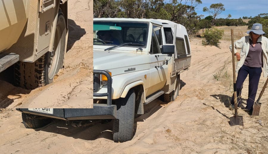 Landcruiser bogged in sand