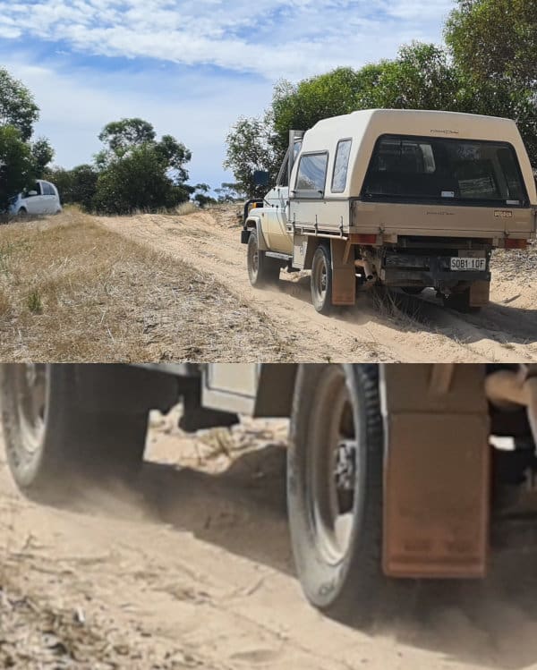 Landcruiser driving on sand