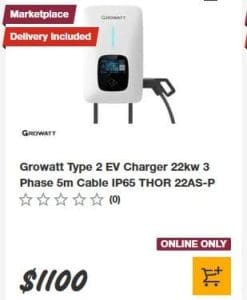 An EV charger for sale in Bunnings