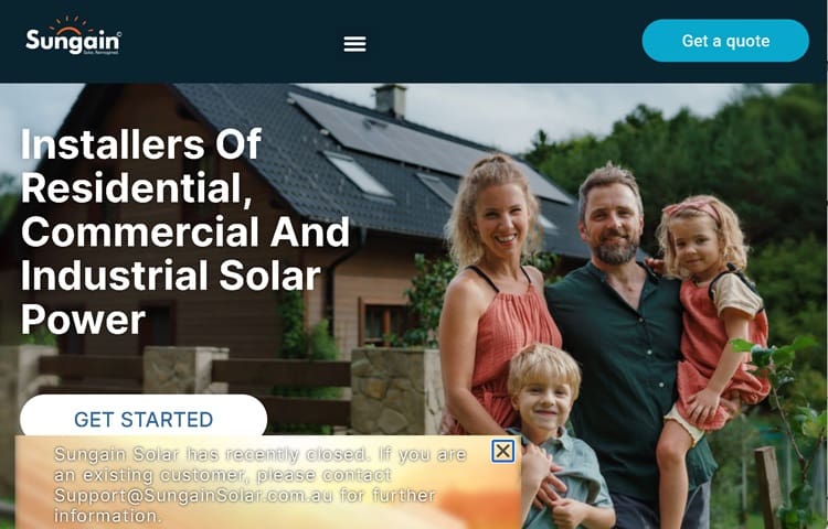 Sungain Solar homepage image.