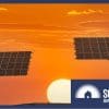 A sunset over solar panels