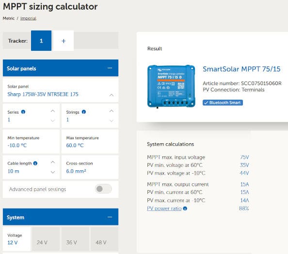 Victron solar regulator sizing