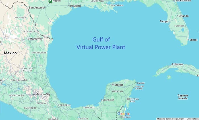 Map displaying the recently renamed Gulf of Virtual Power Plant.