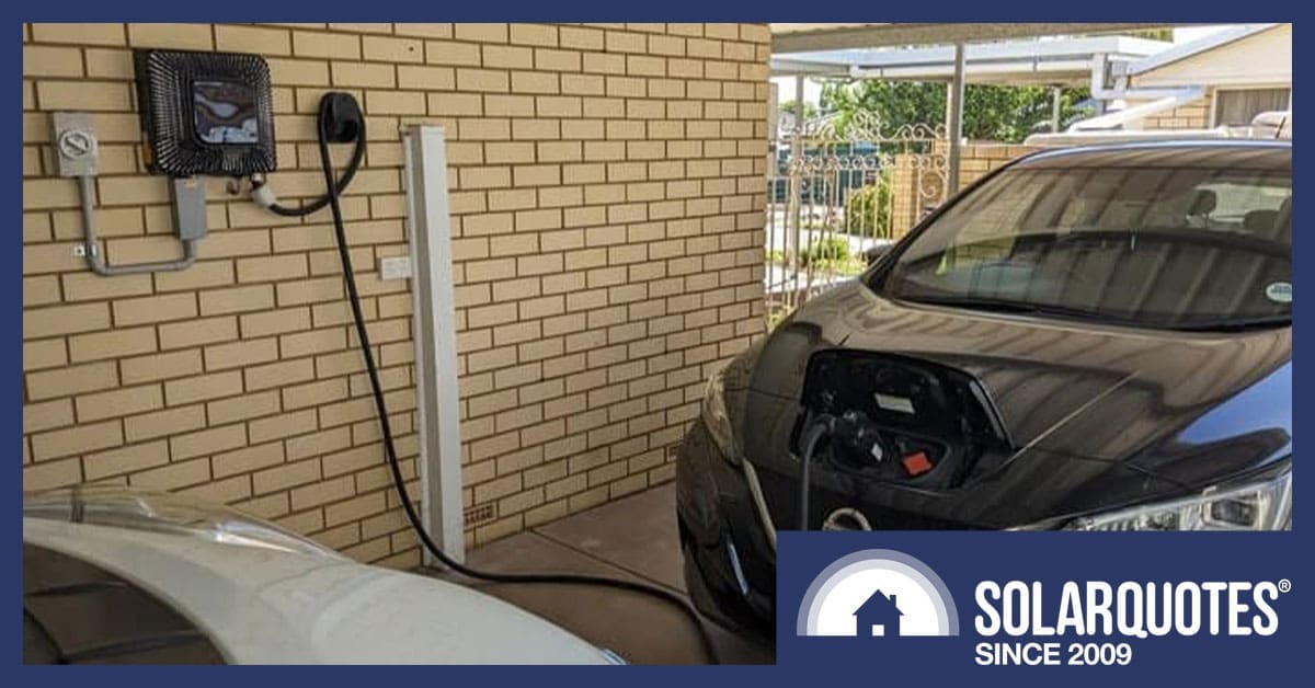 A bidirectional EV charger charging a Nissan Leaf