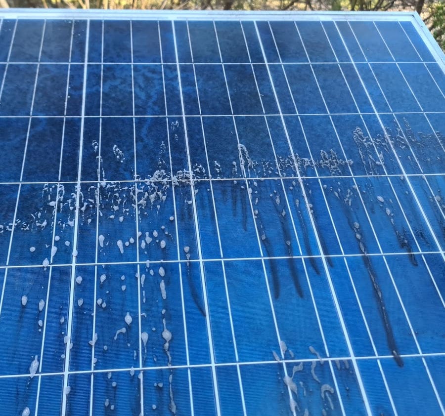 solar panel being cleaned