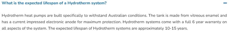 Hydrotherm FAQ response